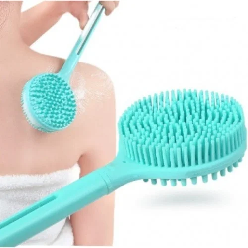 İthalat® Çift Taraflı Silikon Uzun Saplı Banyo Fırçası