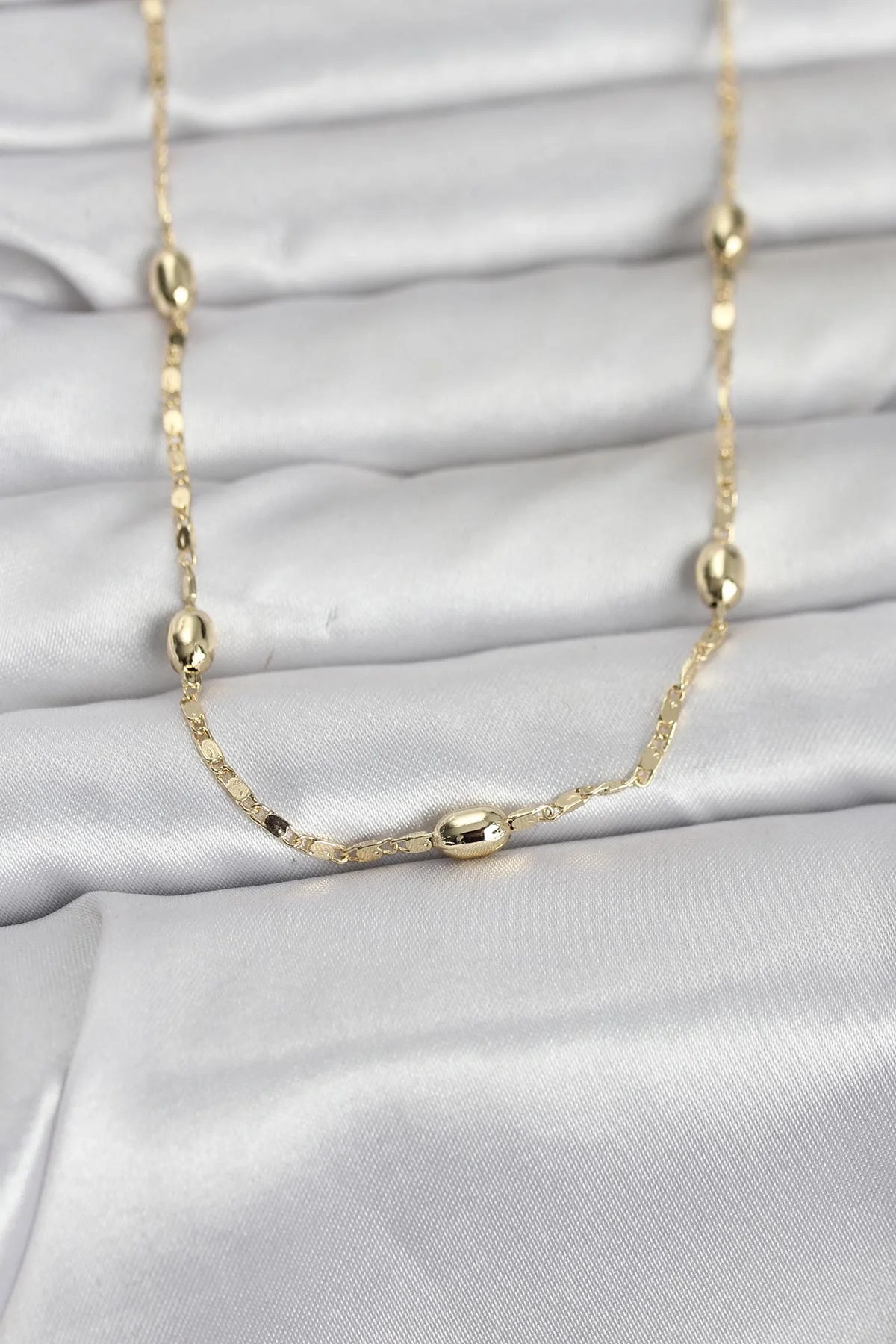 İthalat® CM 14K Gold Renk Damla Topçuklu Zincir Model 60 cm Kadın Kolye