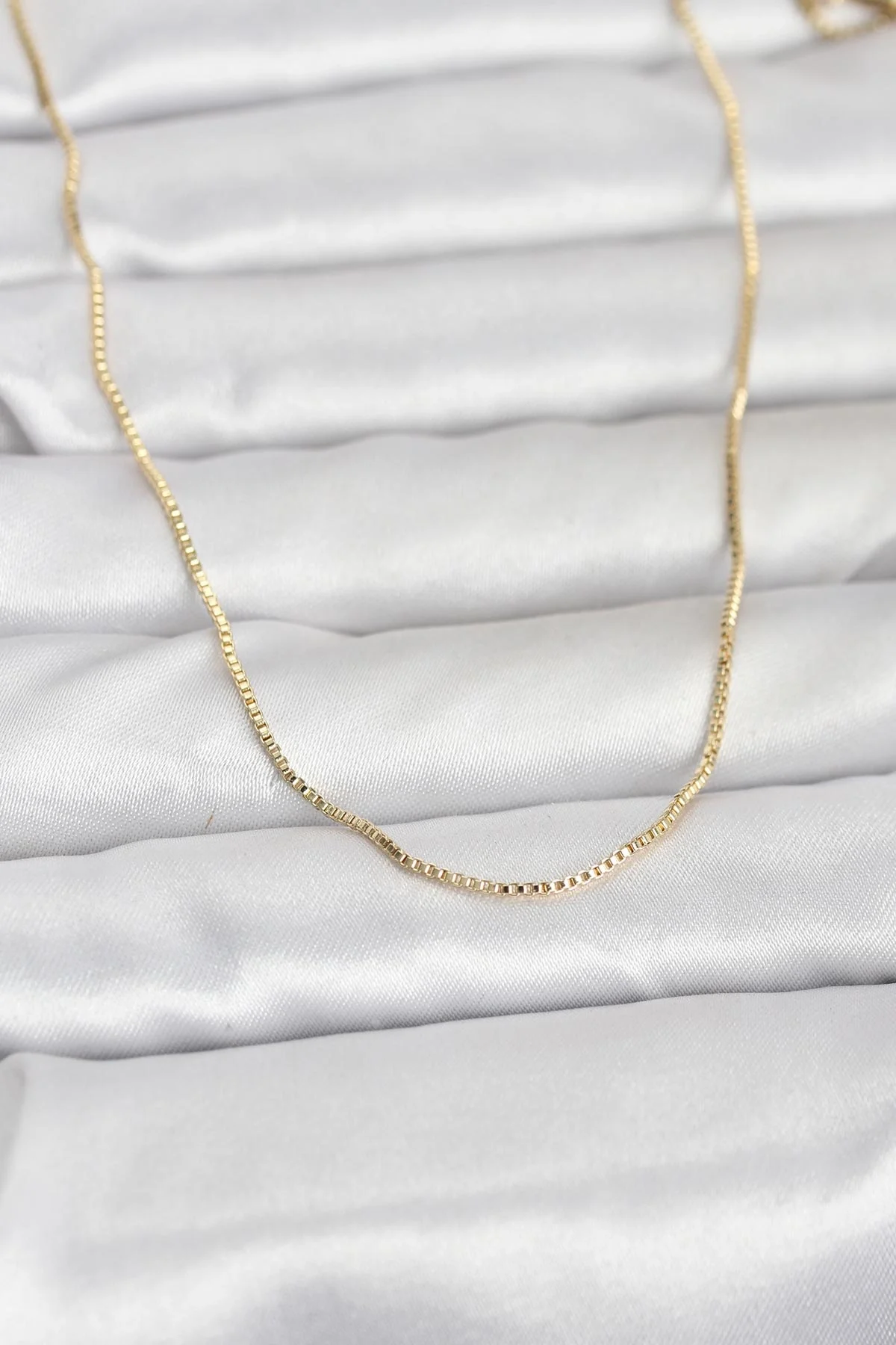İthalat® CM 14K Gold Renk İnce Kare Zincirli Model 60 cm Kadın Kolye