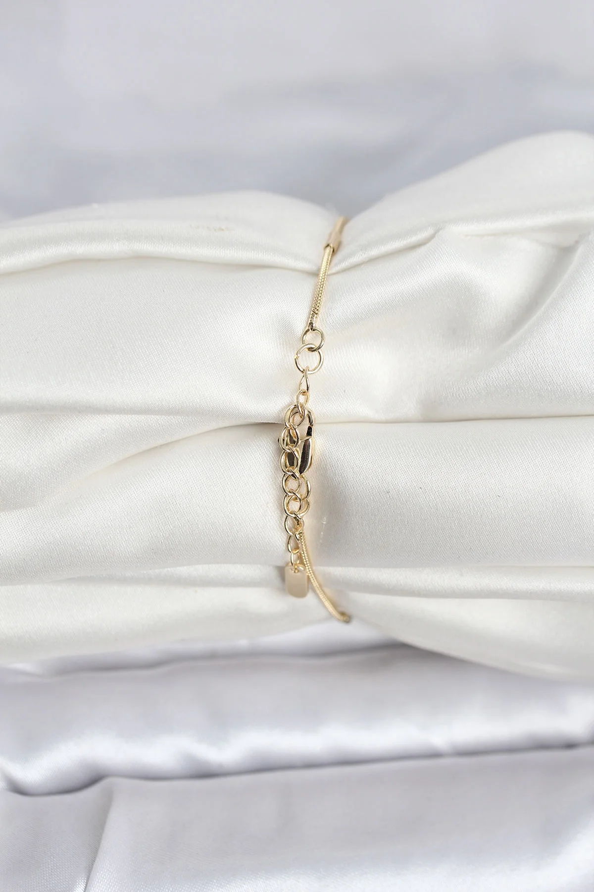 İthalat® CM 14K Gold Renk Barlı Yılan Zincir Model Kadın Bileklik