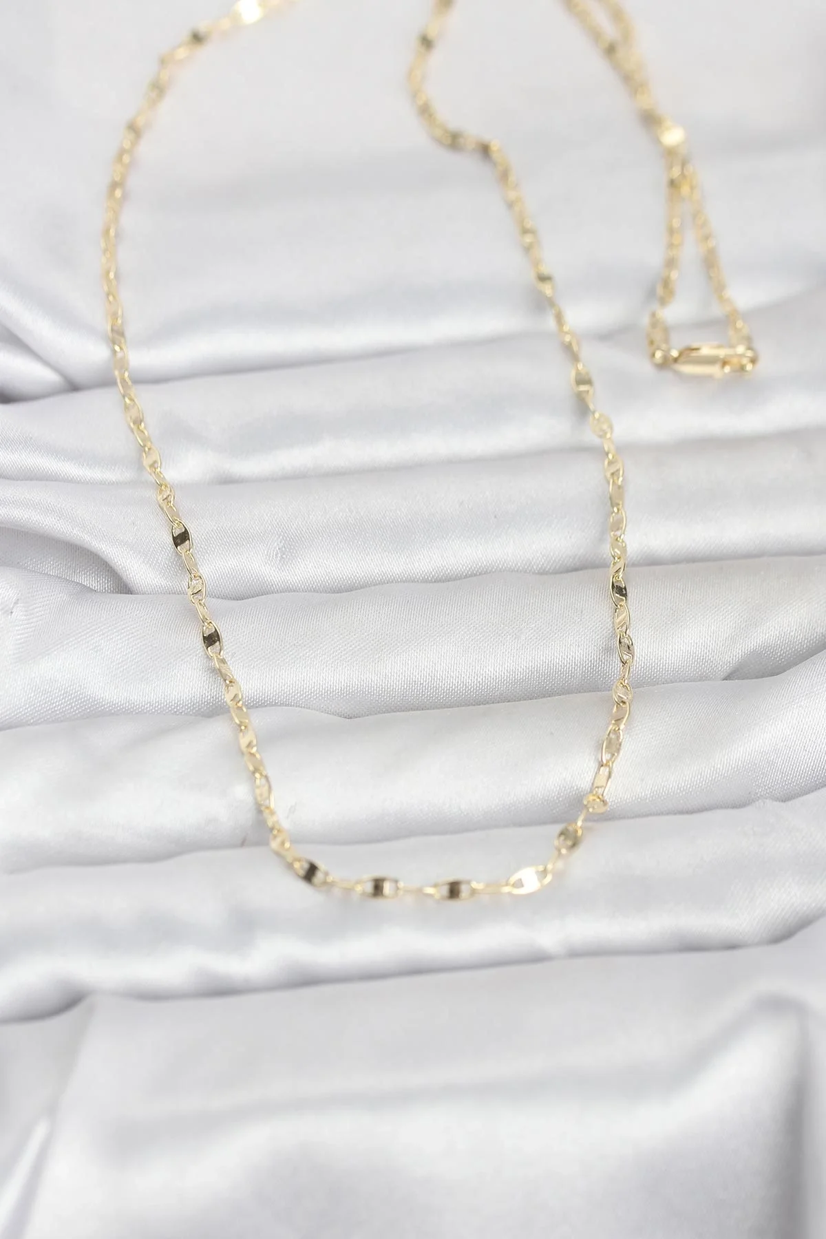 İthalat® CM 14K Gold Renk Yassı Gemici Zincir Model 60 cm Kadın Kolye