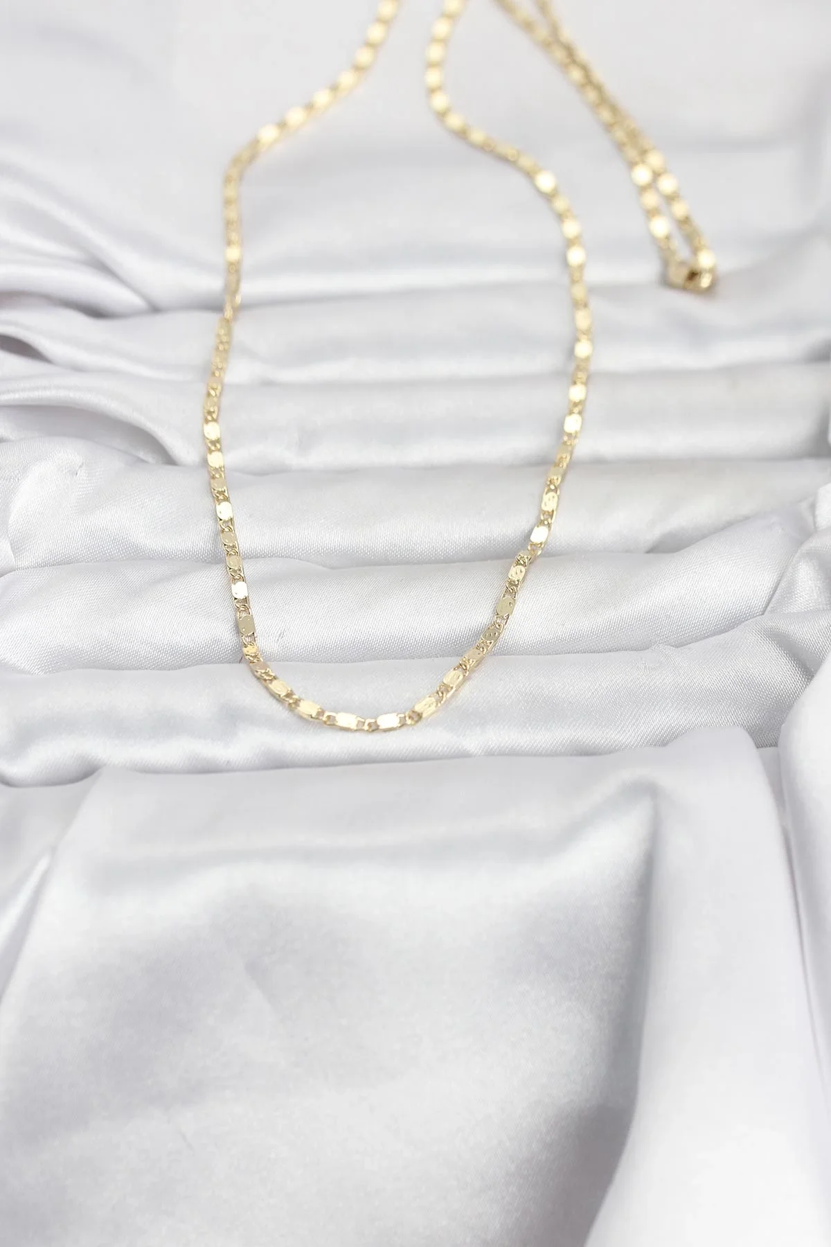 İthalat® CM 14K Gold Renk Ezme Zincir 60 cm Kadın Kolye