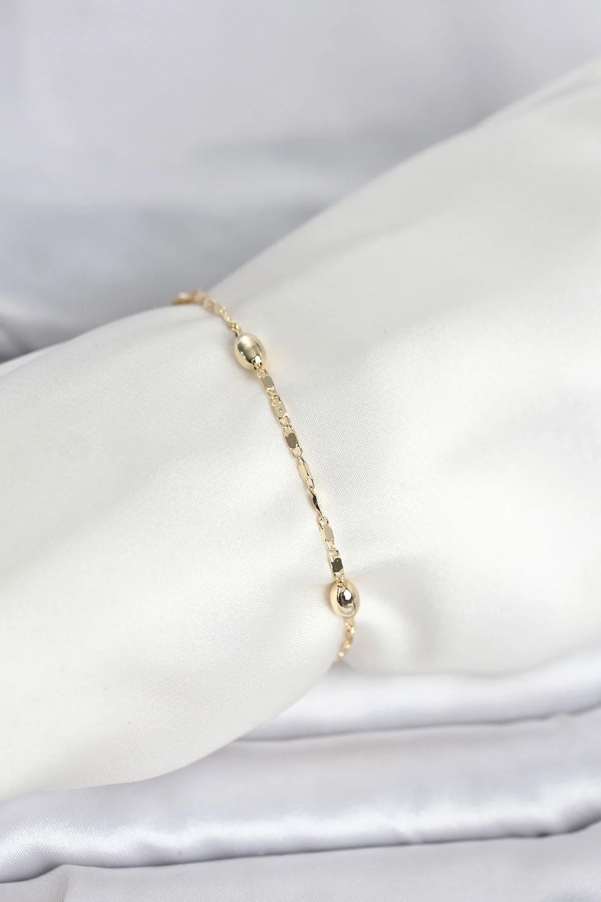 İthalat® CM 14K Gold Renk Damla Topçuk Model Kadın Bileklik