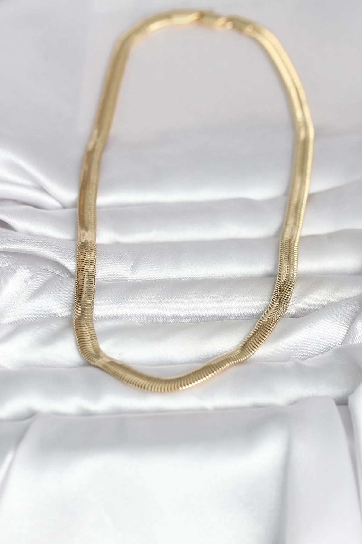İthalat® CM 14K Gold Renk Kalın Yassı Yılan Zincir Model 45 cm Kadın Kolye