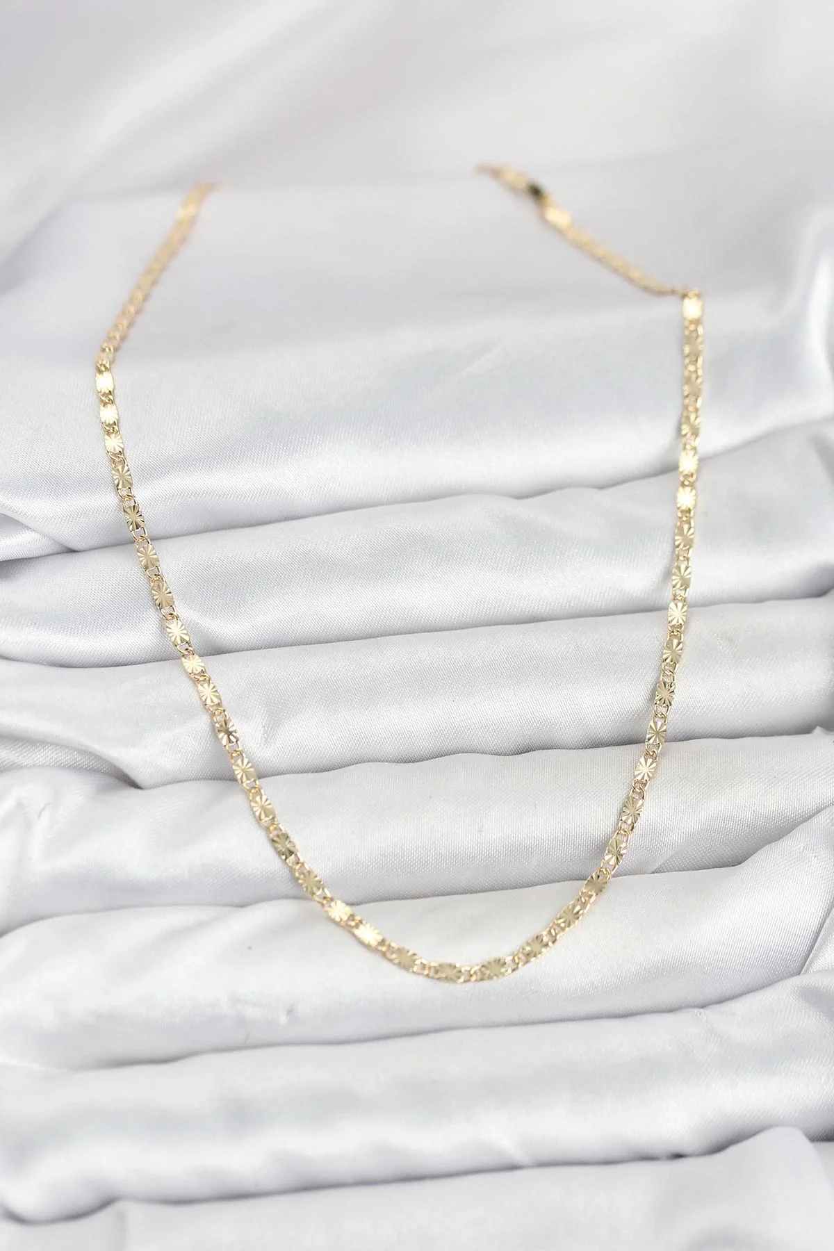 İthalat® CM 14K Gold Renk Lazerli Zincir Model Kadın Kolye