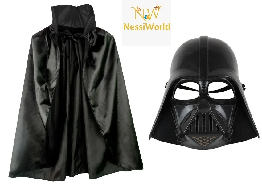 İthalat® Çocuk Boy Yıldız Savaşları Darth Vader Maskesi ve 90 cm Pelerin Seti Siyah