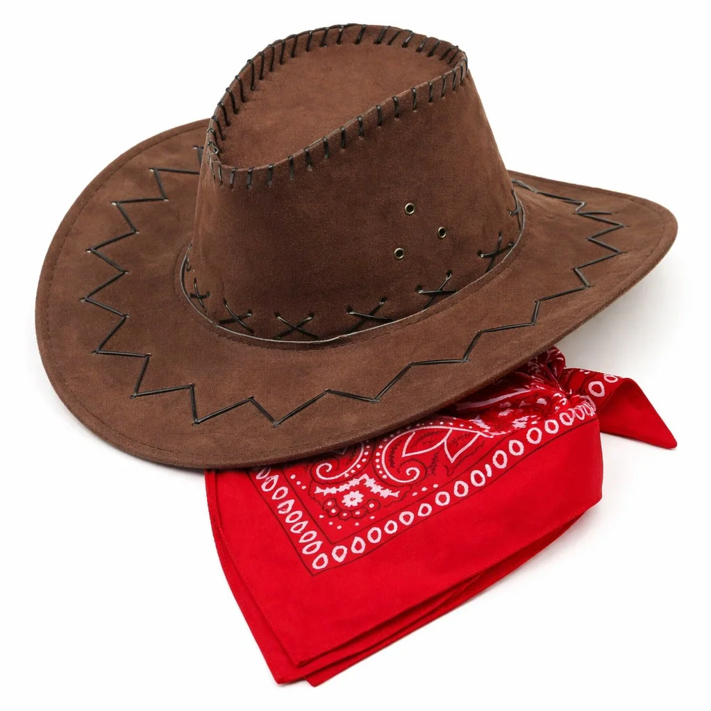 İthalat® Çocuk Kovboy Şapka Kahverengi & Kırmızı Bandana Fular Seti İthalat® Çocuk Kovboy Şapka Kahverengi & Kırmızı Bandana Fular Seti