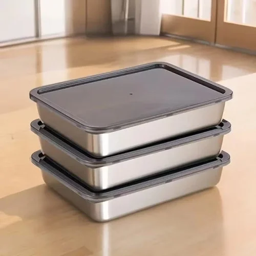 İthalat® Çok Amaçlı Paslanmaz Çelik Fırın ve Saklama Kabı (25x20x5 cm)