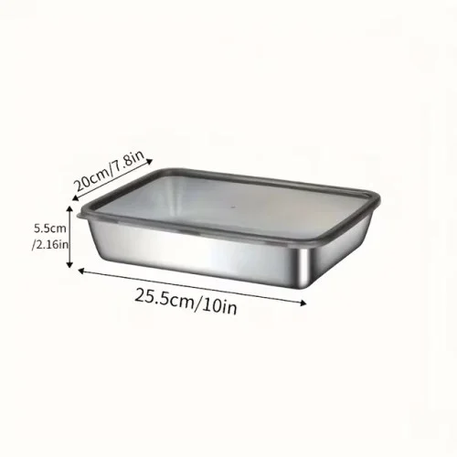 İthalat® Çok Amaçlı Paslanmaz Çelik Fırın ve Saklama Kabı (25x20x5 cm)
