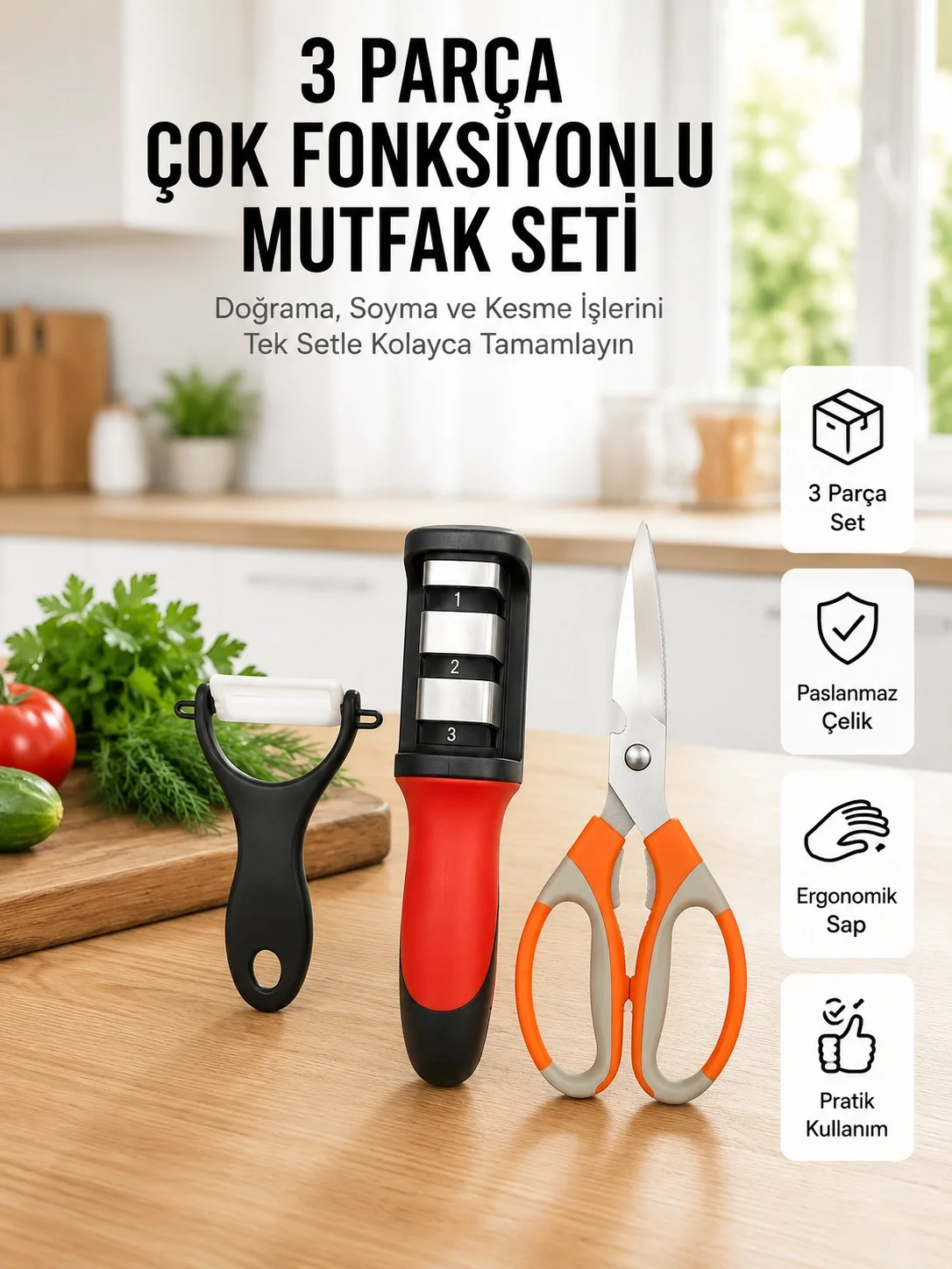 İthalat® Çok Fonksiyonlu Mutfak Makas Seti –Pratik Mutfak Yardımcısı Yeni Nesil