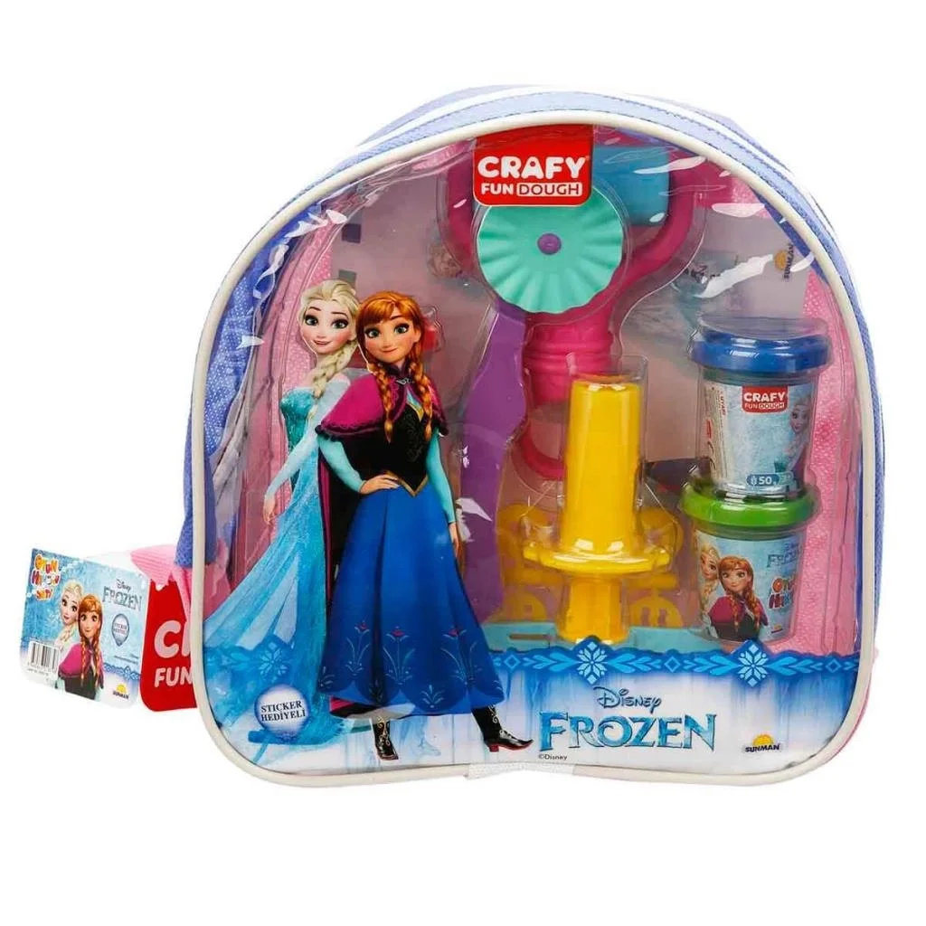 İthalat®  Crafy Frozen Sırt Çantalı Oyun Hamuru Seti 200 Gr. 18 Parça