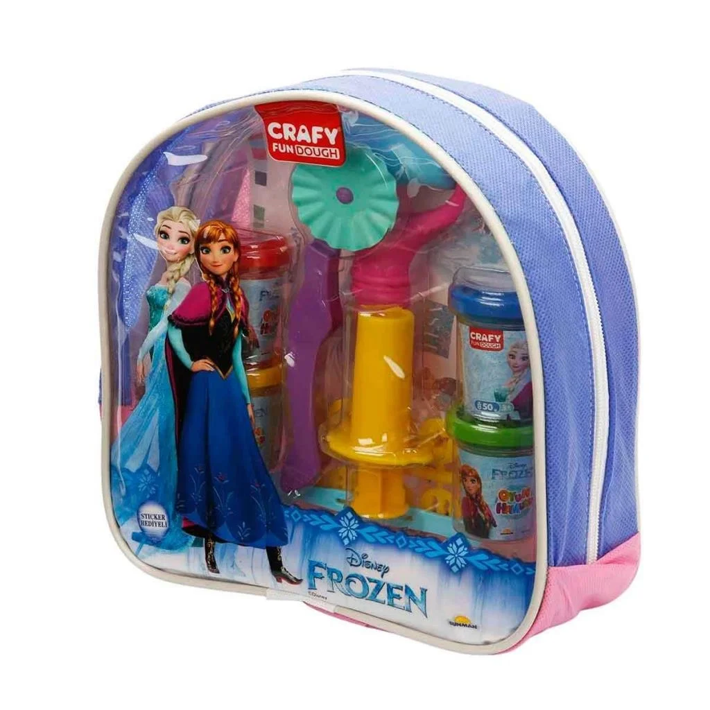 İthalat®  Crafy Frozen Sırt Çantalı Oyun Hamuru Seti 200 Gr. 18 Parça