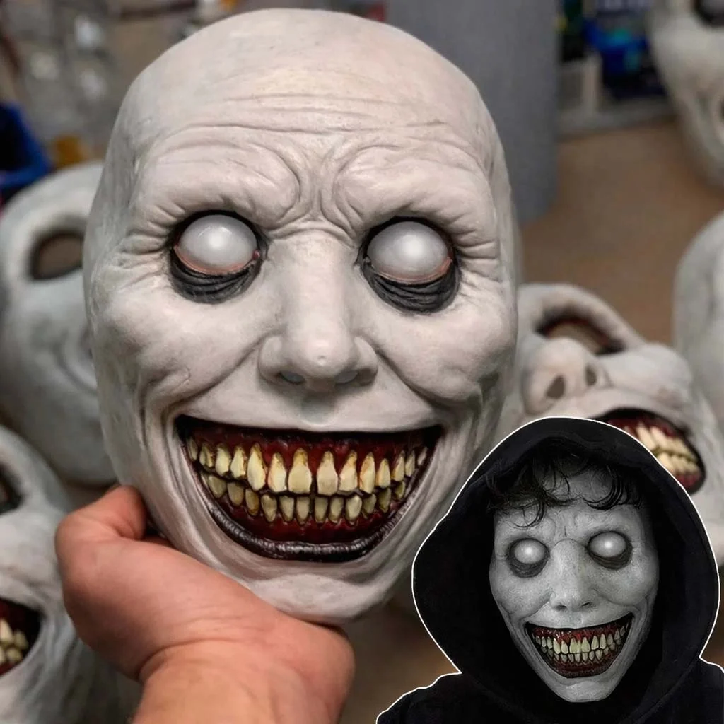 İthalat® Dehşet Gülüşlü Donuk Göz Efektli Korku Maskesi 22x18 cm
