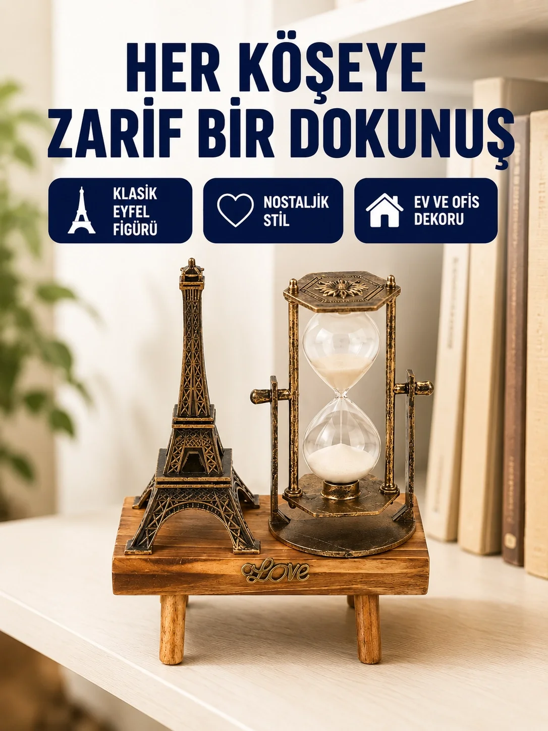 İthalat® Dekoratif Kum Saati – Ahşap Malzeme, Hediyelik Masa Aksesuarı