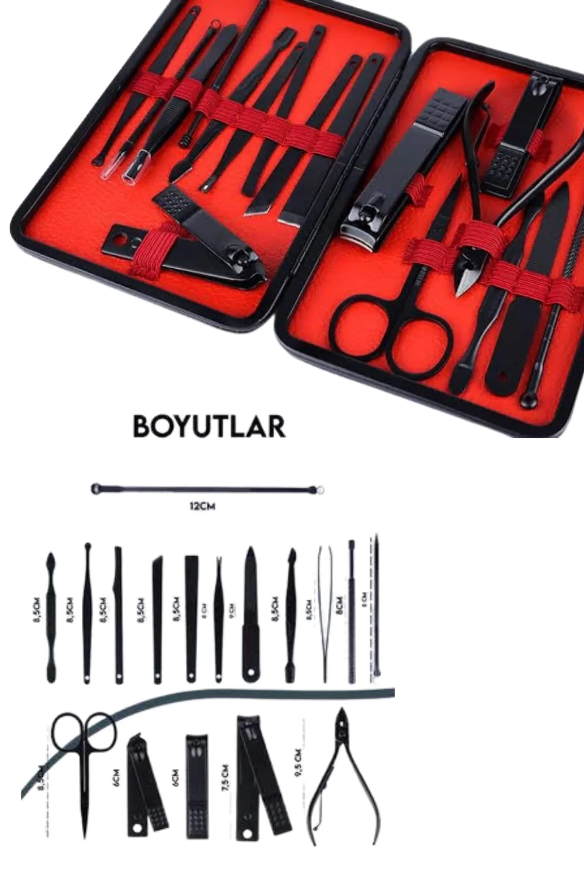 İthalat® Deri Çantalı Siyah Paslanmaz Çelik 17 Parça Manikür Pedikür Seti İthalat® Deri Çantalı Siyah Paslanmaz Çelik 17 Parça Manikür Pedikür Seti