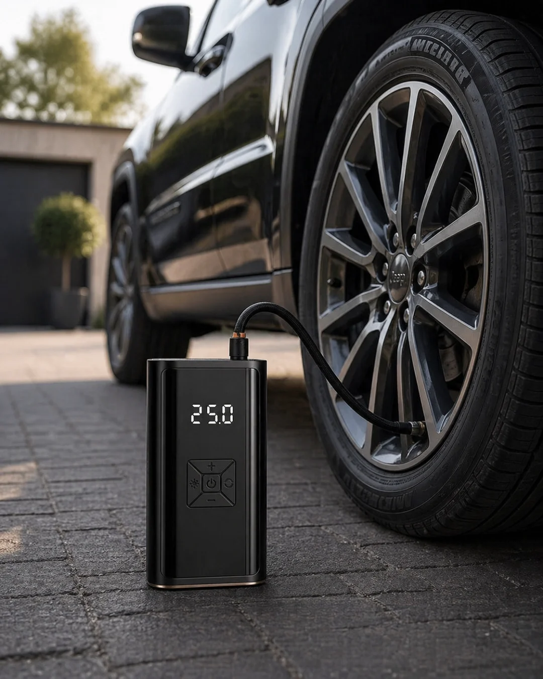 İthalat® Dijital Lastik Pompası Kablosuz Hava Basma Cihazı Powerbank Destekli