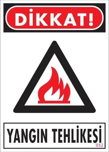 İthalat® Dikkat Yangın Tehlikesi Uyarı Levhası 25x35 KOD:852