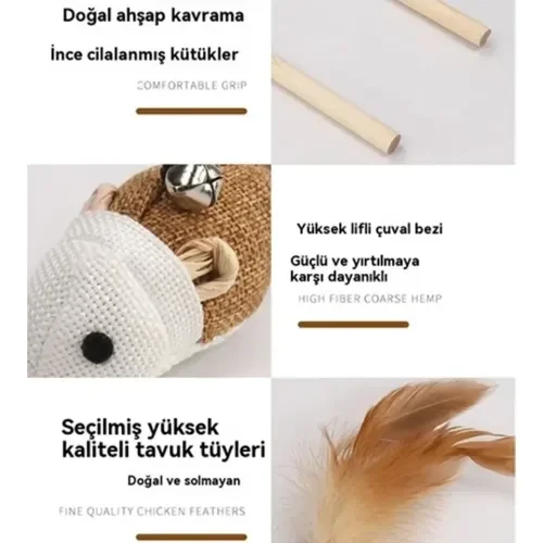 İthalat® Doğal Jut Fare Sembollü Kedi Oltası