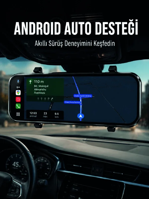 İthalat® Dokunmatik Ayna Carplay Araç Kamera Ekranı Ön Arka Kayıt Destekli