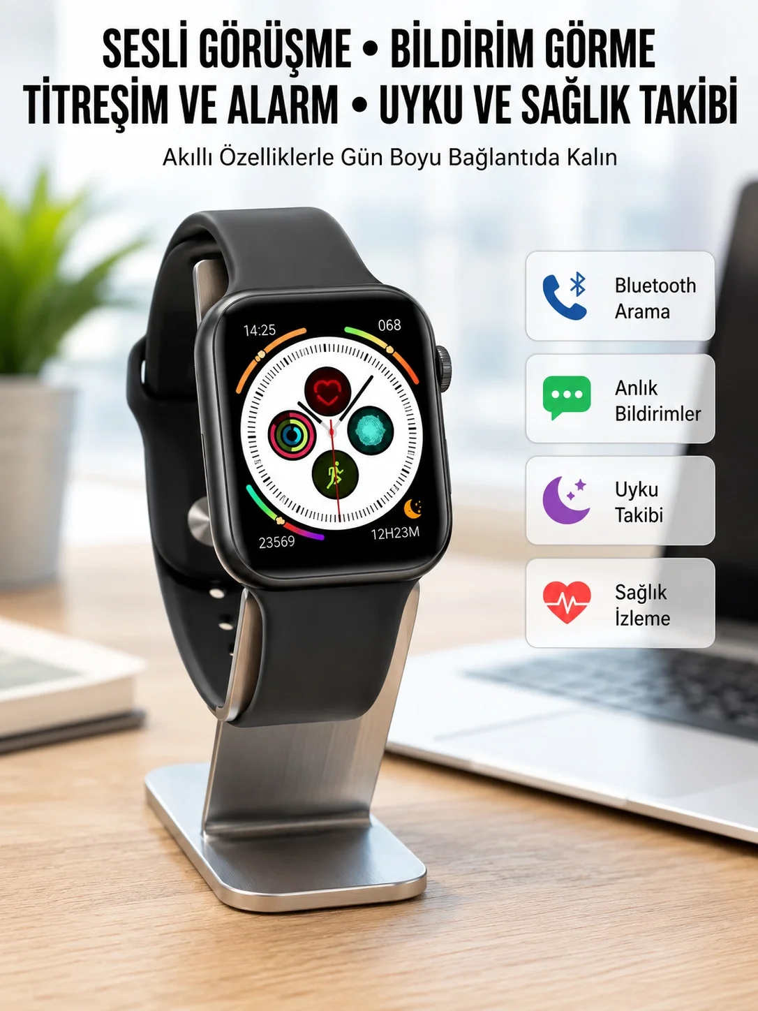 İthalat® Dokunmatik Ekran Akıllı Saat Tema Değiştirme Şık ve Modern Unısex