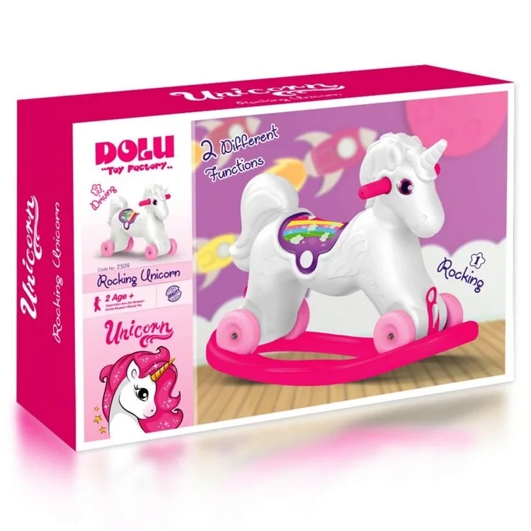 İthalat®  Dolu Unicorn Sallanan Tekerlekli At