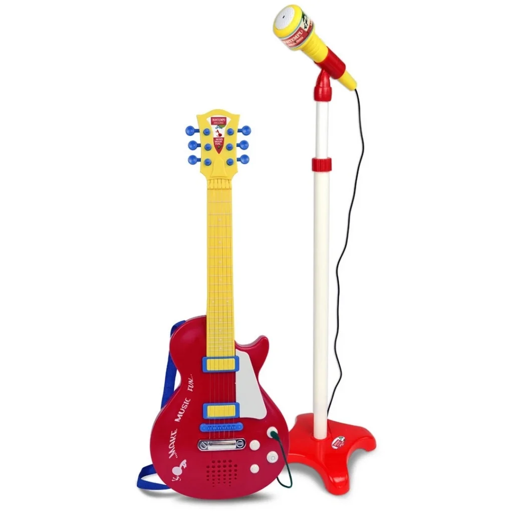 İthalat®  Elektronik Ayaklı Mikrofonlu Gitar Seti Kırmızı
