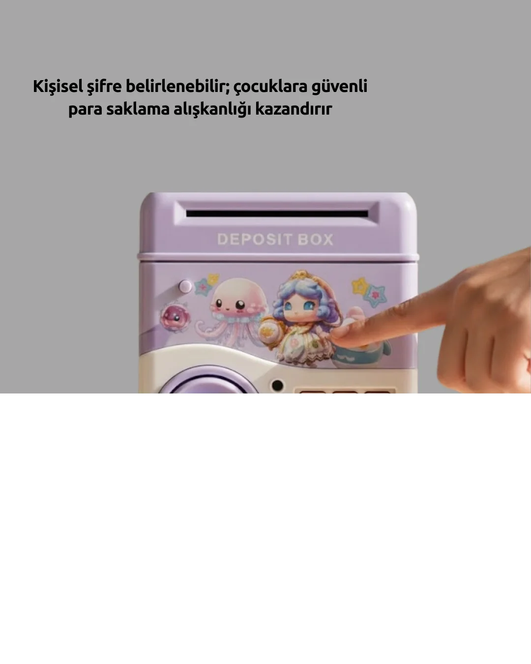 İthalat® Elektronik Şifreli ATM Görünümlü Çocuk Kumbarası Mor