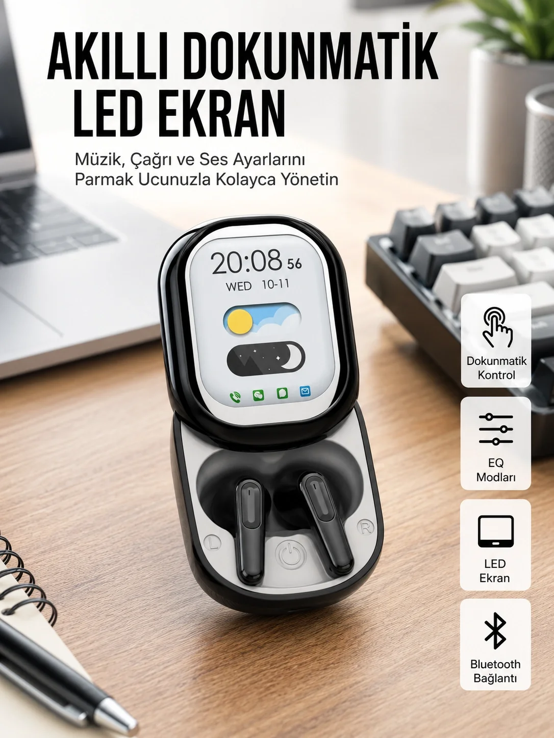 İthalat® ENC Destekli Bluetooth 5.4 Kulaklık – EQ Ayarlı, Akıllı Kutulu