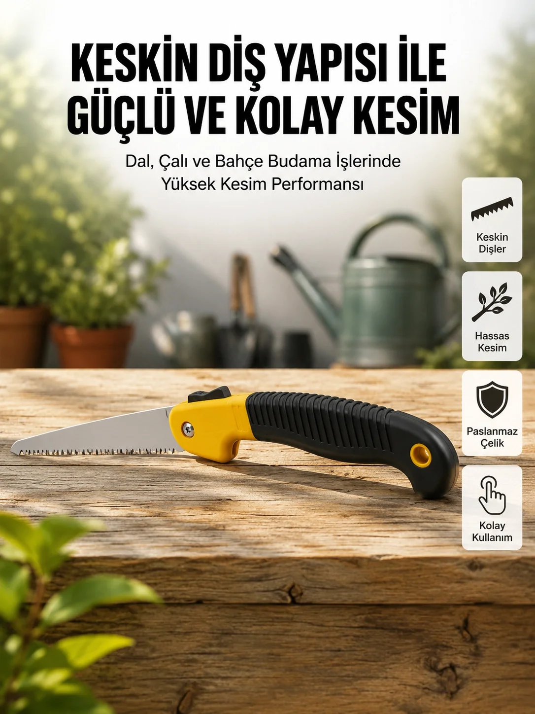 İthalat® Ergonomik Saplı Katlanabilir Budama Testeresi