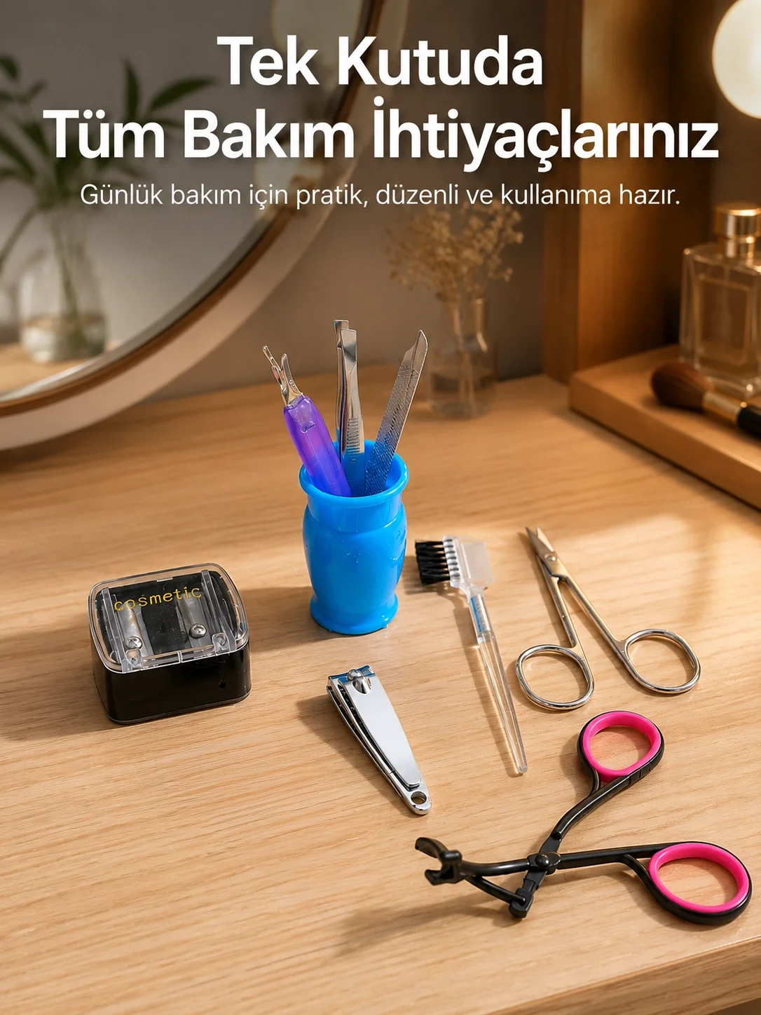 İthalat® Ev Tipi Manikür Seti Cımbız Tırnak Makası Kaş Makası Bakım Kiti