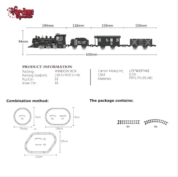 İthalat® FF-1603C-4C IŞIKLI VE SESLİ BUHARLI TREN SETİ -VRD