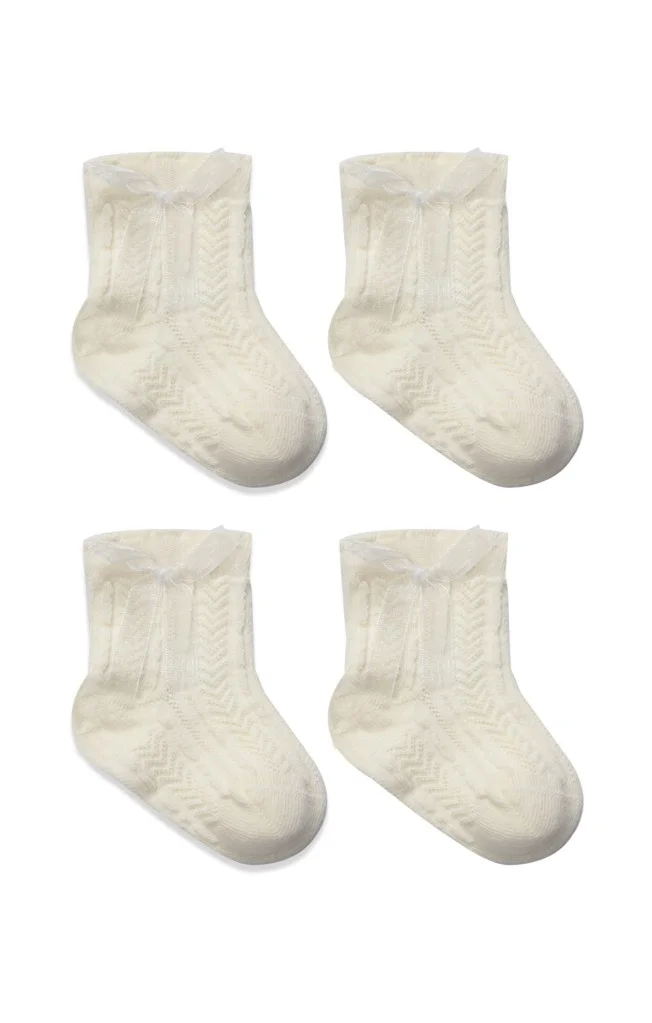 İthalat® Fiyonklu Penye Soket Çorap 2li 10150 Naturel