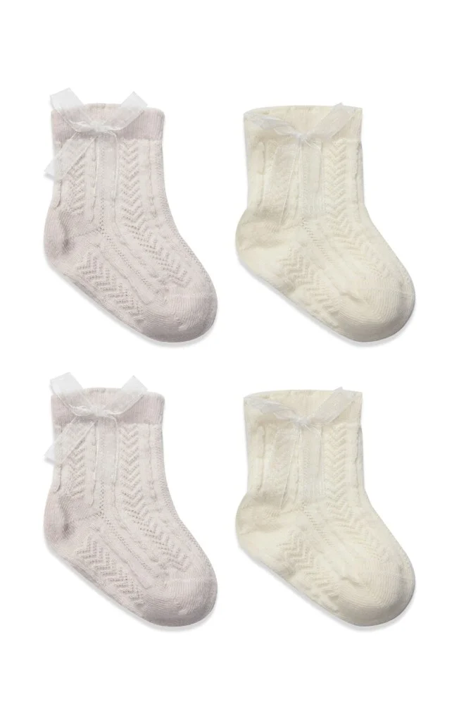 İthalat® Fiyonklu Penye Soket Çorap 2li 10149 Taş