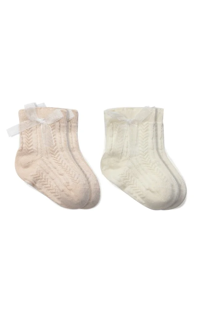 İthalat® Fiyonklu Penye Soket Çorap 2li 10149 Somon
