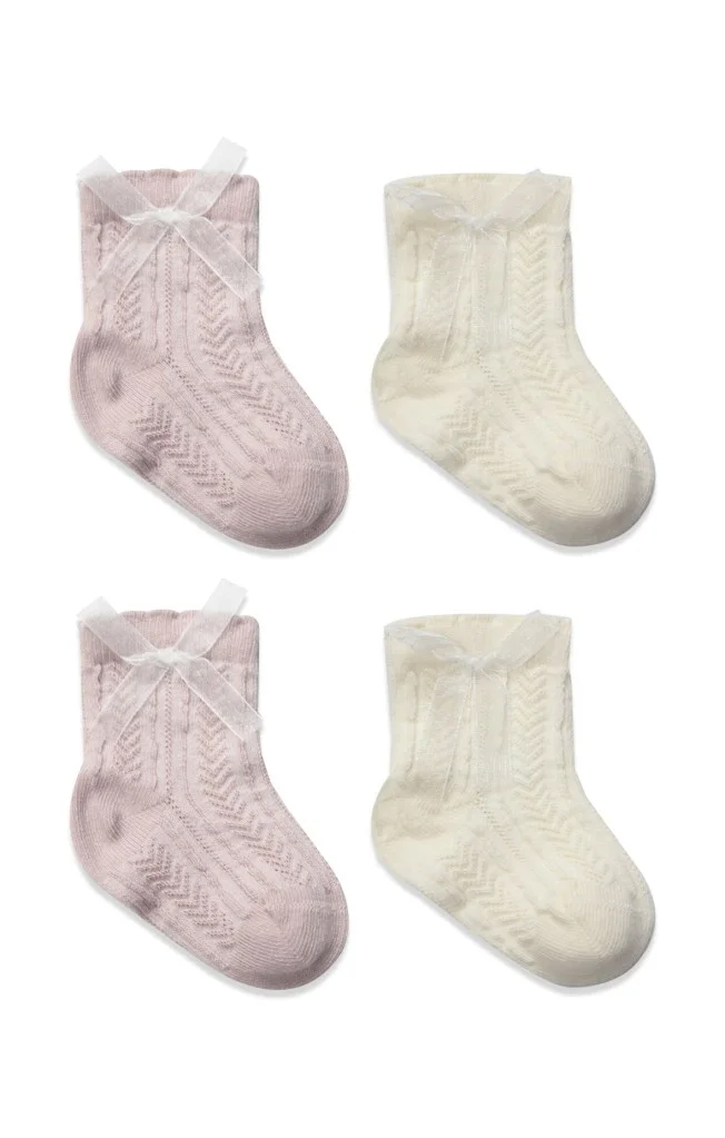 İthalat® Fiyonklu Penye Soket Çorap 2li 10149 Lila