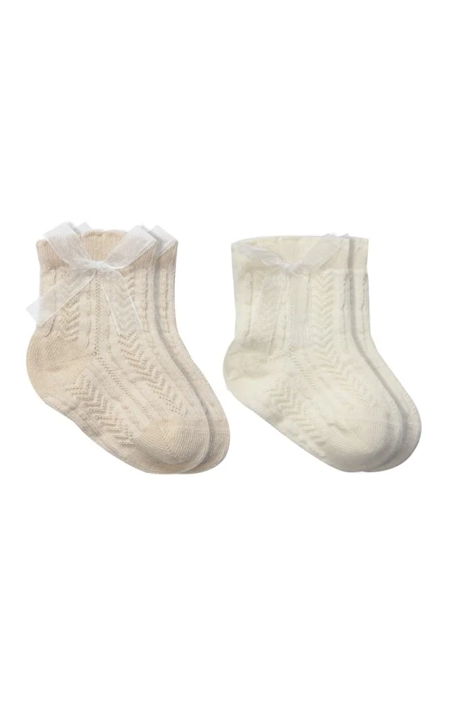 İthalat® Fiyonklu Penye Soket Çorap 2li 10149 Bej