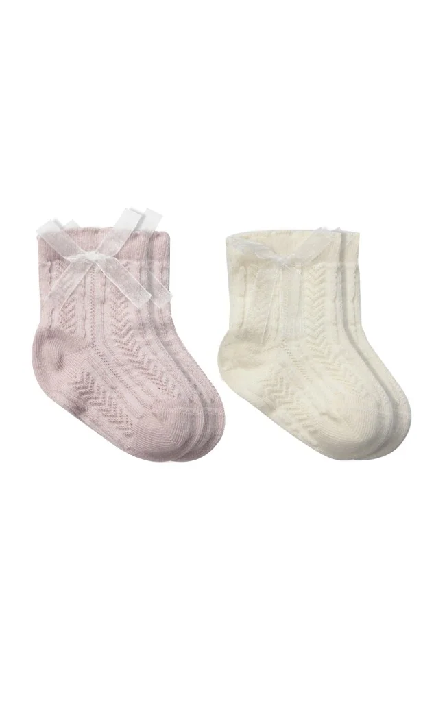 İthalat® Fiyonklu Penye Soket Çorap 2li 10149 Lila