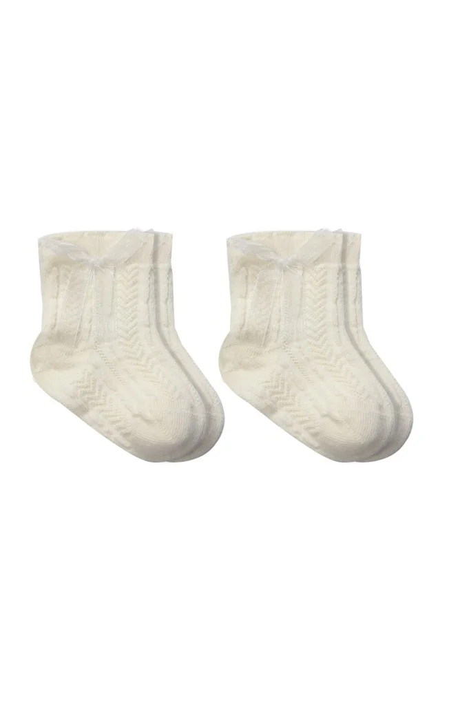 İthalat® Fiyonklu Penye Soket Çorap 2li 10150 Naturel