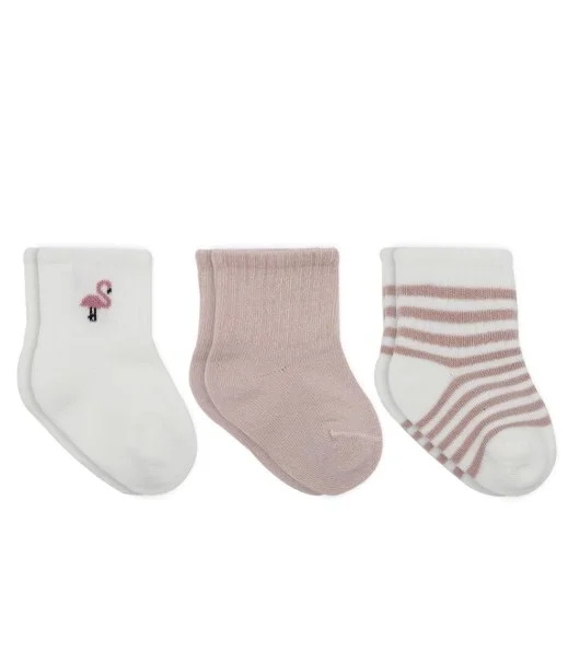 İthalat® Flamingo Girl 3'lü Penye Soket Çorap 10136 Gül Kurusu