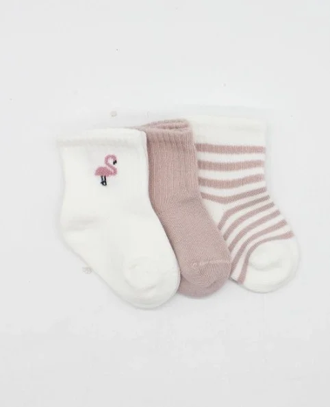 İthalat® Flamingo Girl 3'lü Penye Soket Çorap 10136 Gül Kurusu
