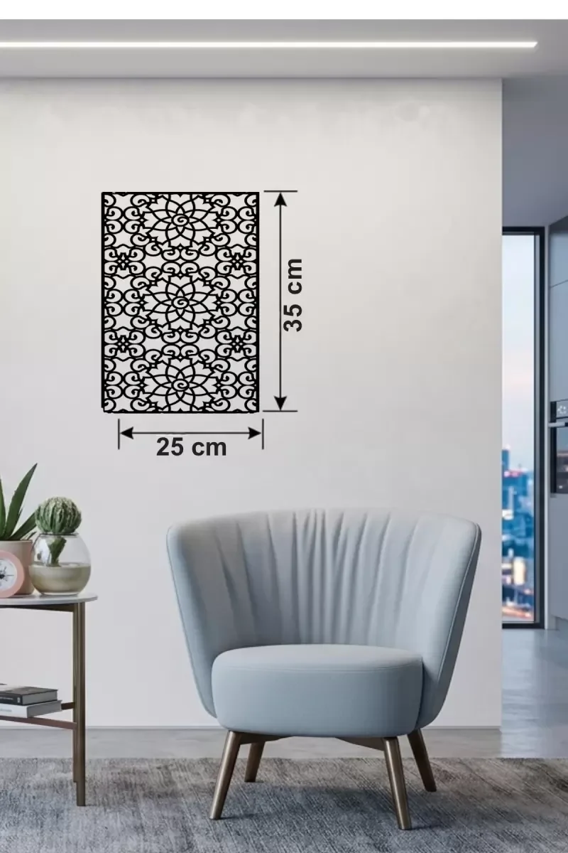 İthalat® Floral Mandala Desenli Ahşap Duvar Tablosu - 25x35 cm Lazer Kesim Dekoratif Pano