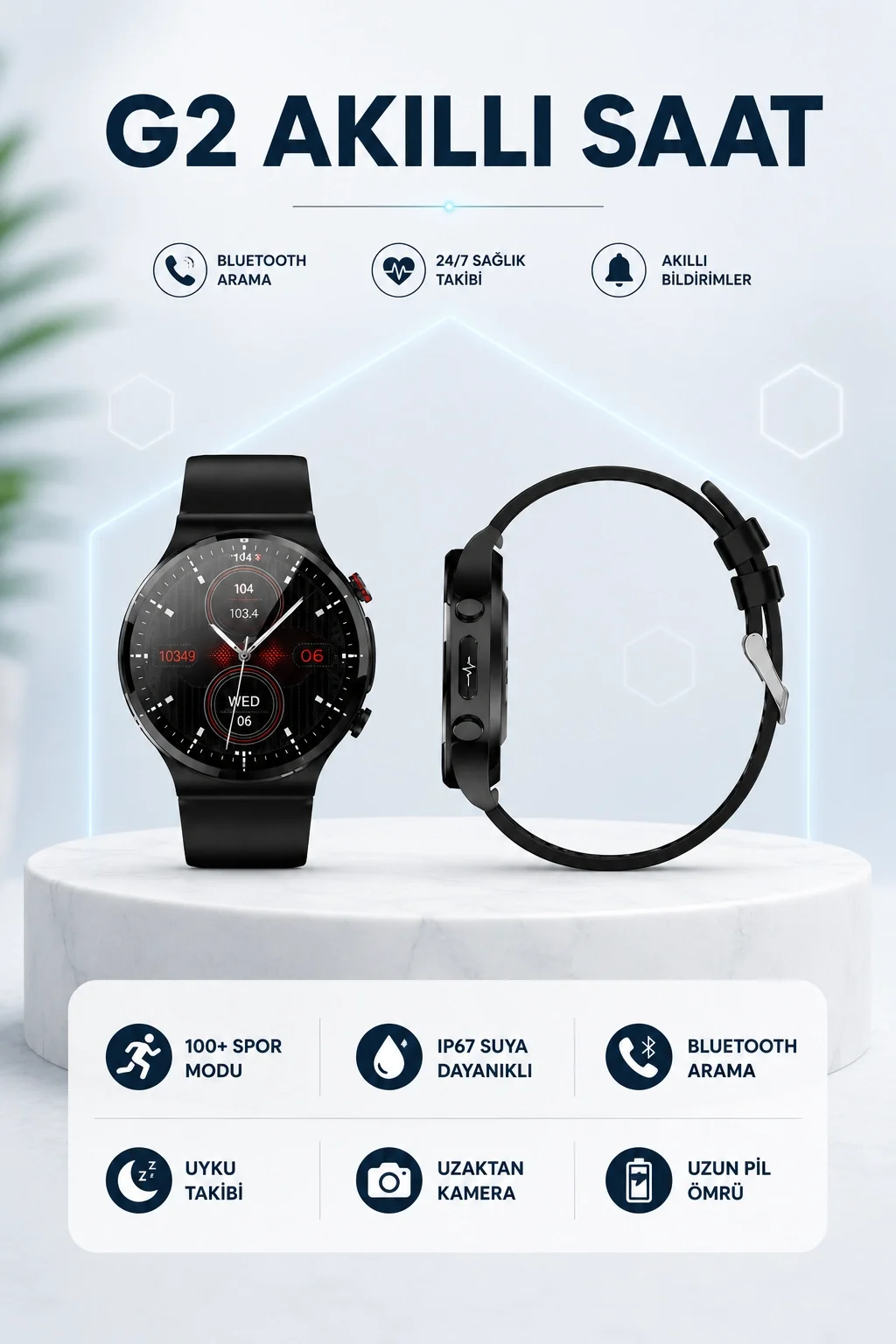İthalat® G42 AKILLI SAAT IOS ve ANDROİD CİHAZLARLA UYUMLU