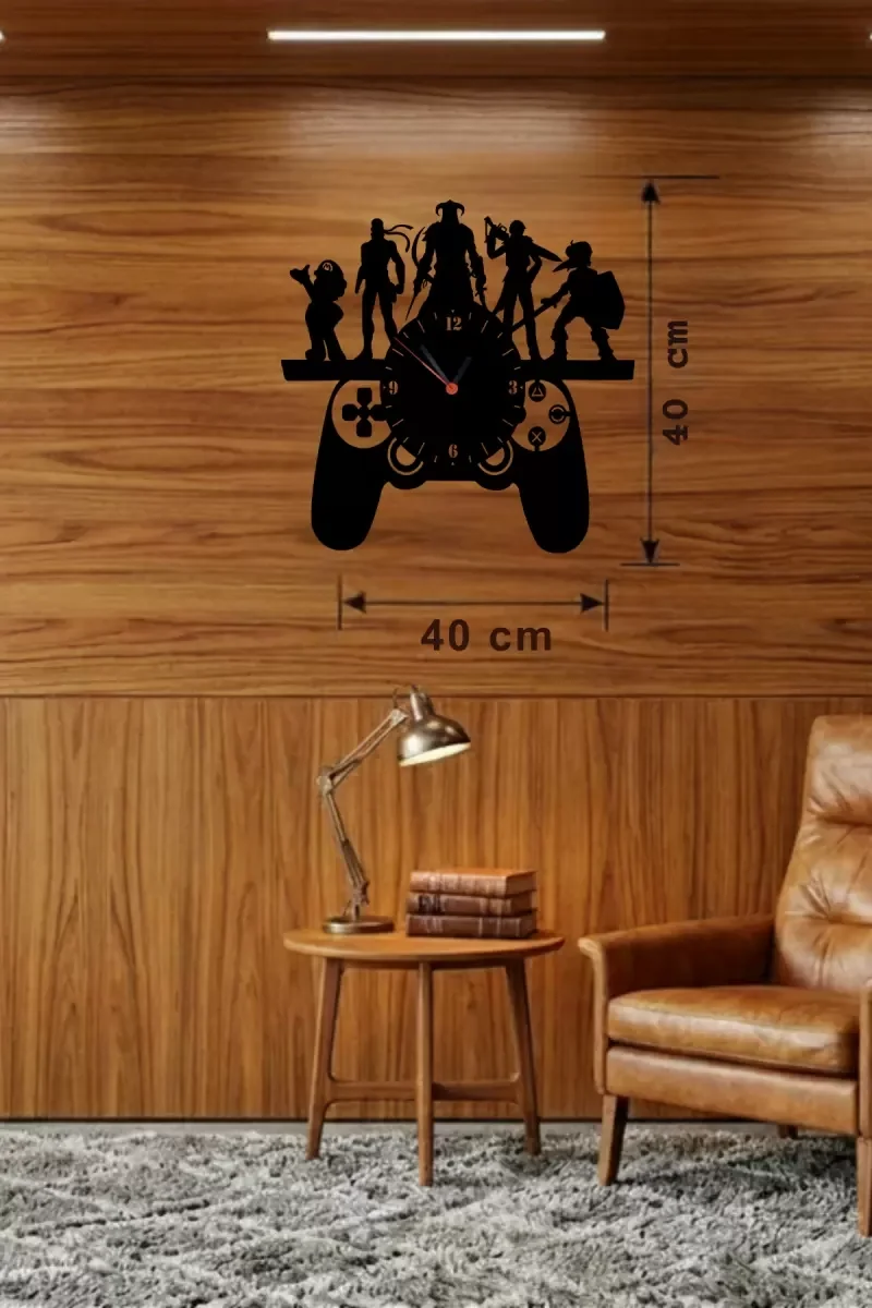 İthalat® Gamer Oyun Odası Dekoratif Duvar Saati - 40x40 cm Lazer Kesim Ahşap Joystick ve Oyun Karakterli Saat İthalat® Gamer Oyun Odası Dekoratif Duvar Saati - 40x40 cm Lazer Kesim Ahşap Joystick ve Oyun Karakterli Saat