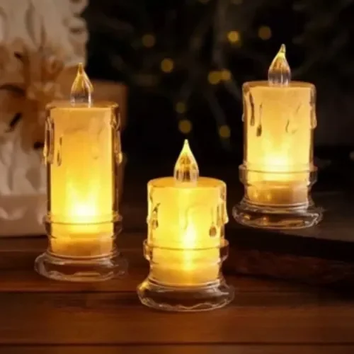 İthalat® Gerçekçi Titrek Alev Efektli Pilli LED Mum 12'li Paket