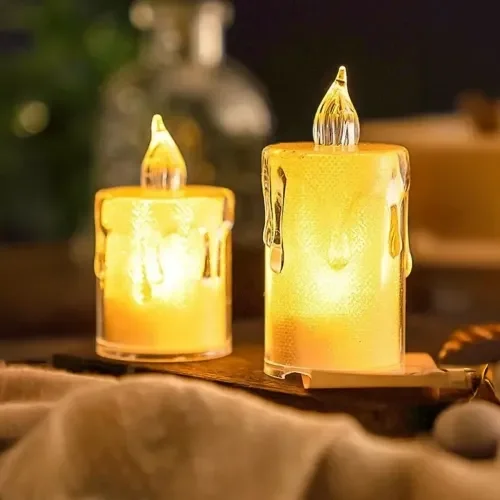 İthalat® Gerçekçi Titrek Alev Efektli Pilli LED Mum 12'li Paket