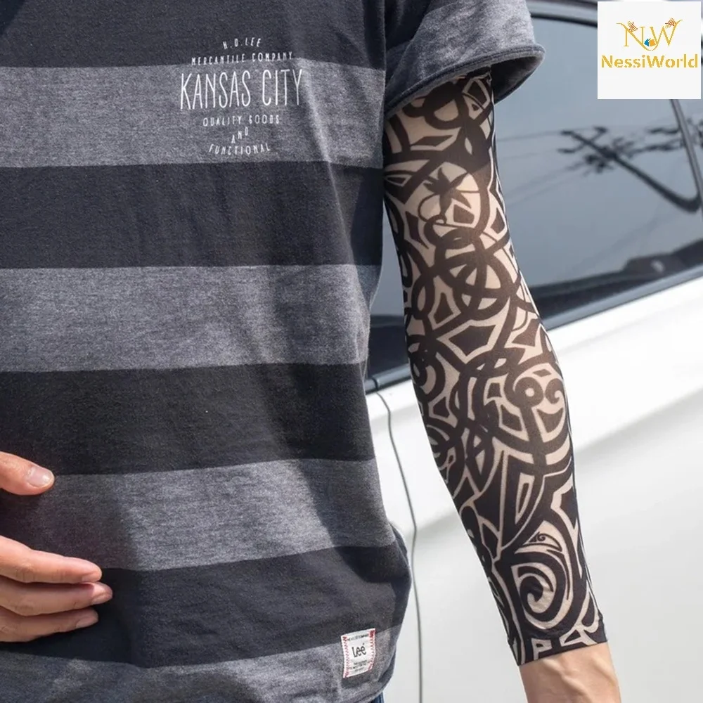 İthalat® Giyilebilir Kol Dövmesi Çorap Dövme 3D Baskılı Kol Bacak Dövme 2 Adet Model 13