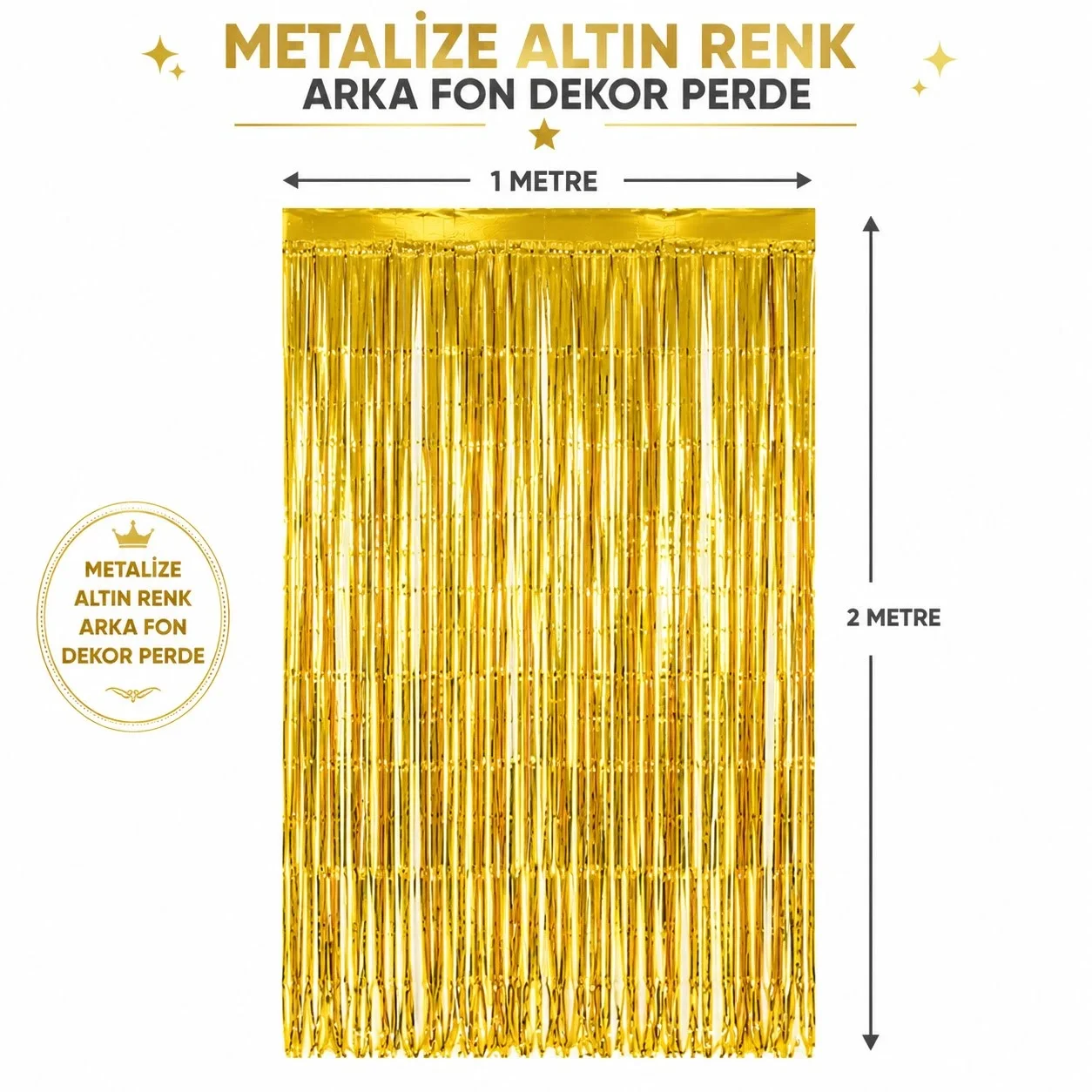 İthalat® Gold Metalize Parti Perdesi 100x200 cm – Kapı ve Arka Fon Perdesi İthalat® Gold Metalize Parti Perdesi 100x200 cm – Kapı ve Arka Fon Perdesi