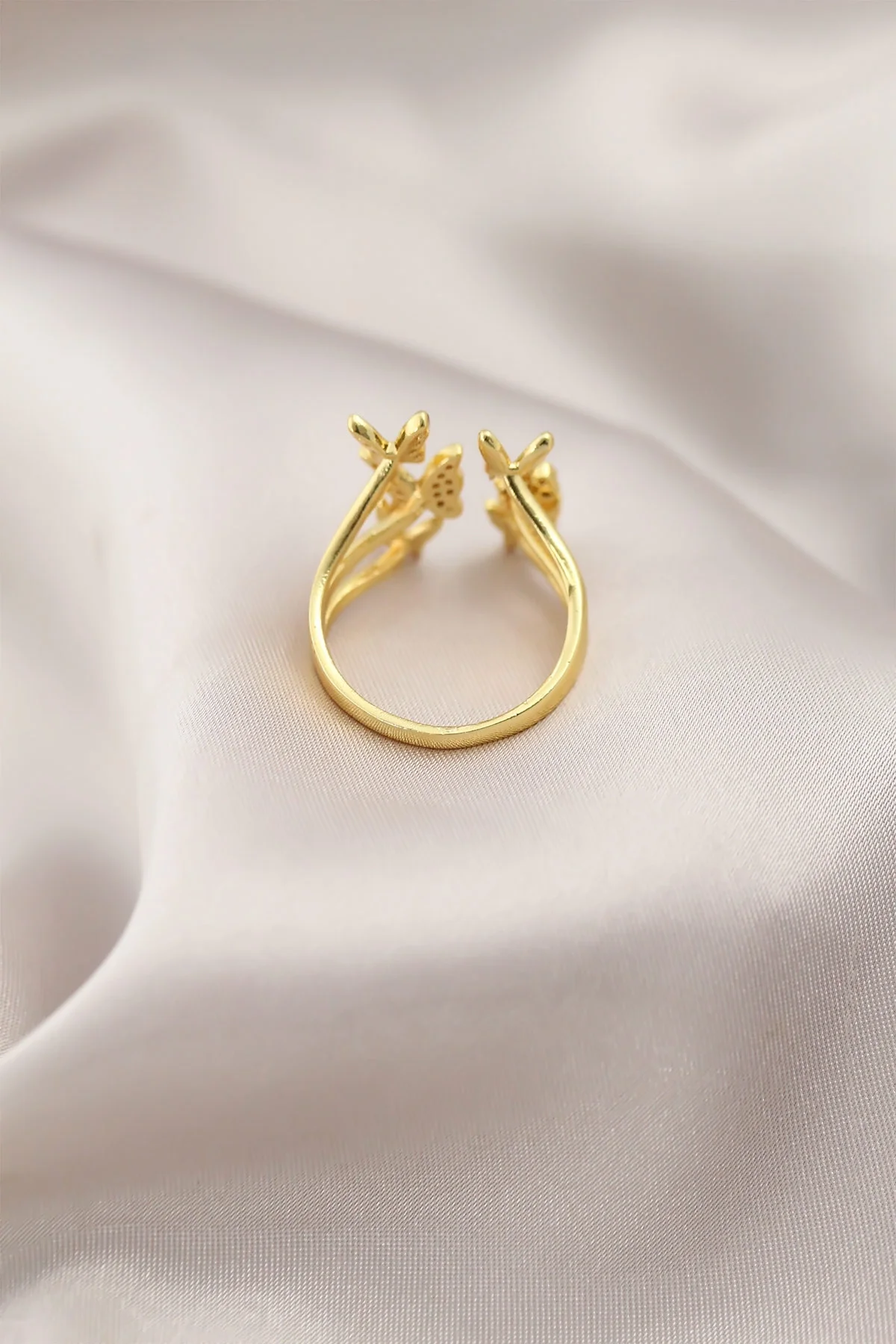 İthalat® Gold Renk Metal Kelebek Model Kadın Yüzük