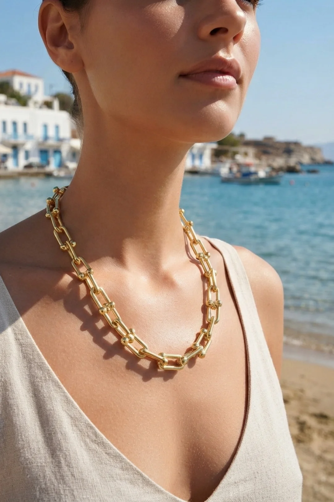 İthalat® Gold Renk Pirinç Tifani Model Kadın Kolye