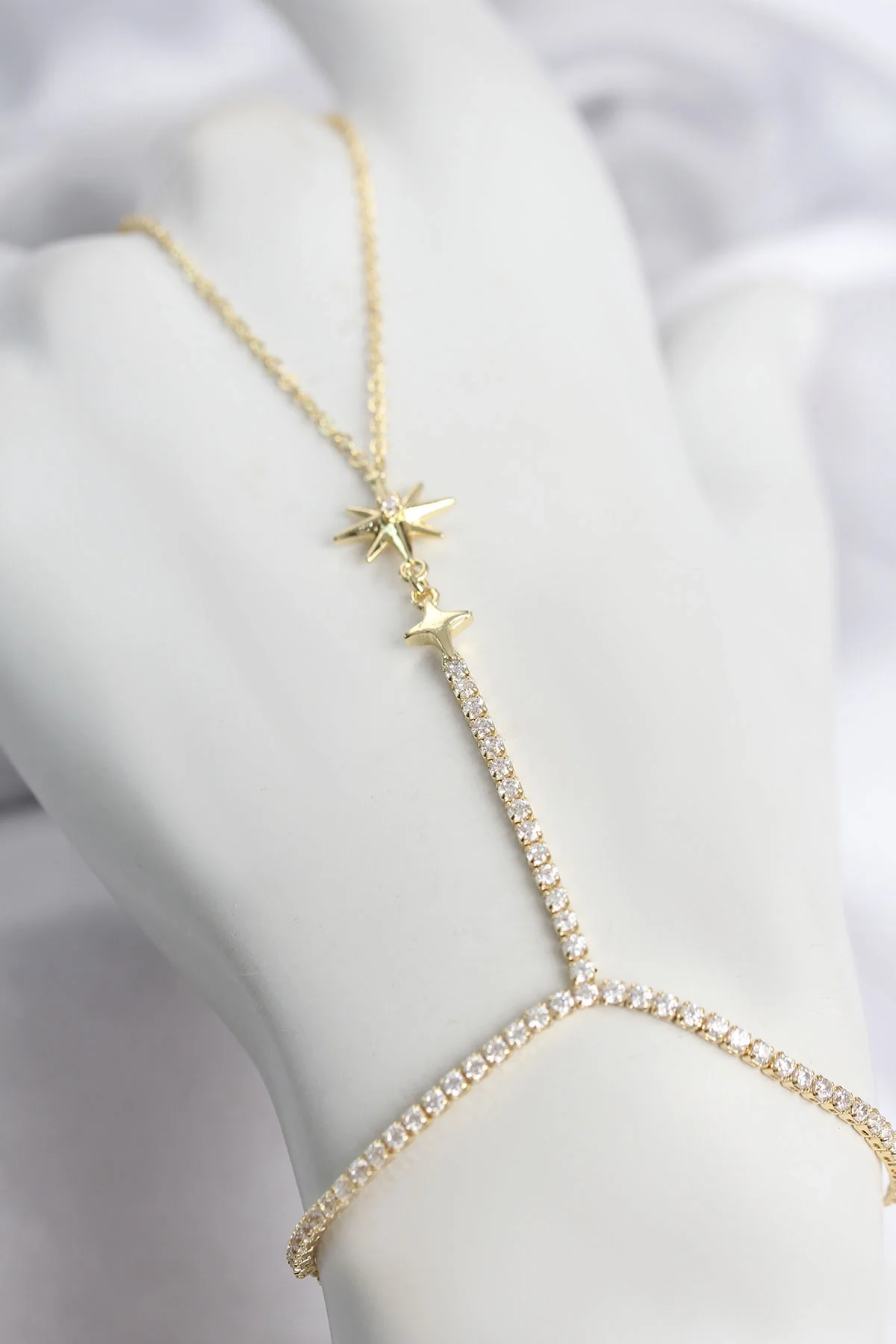İthalat® Gold Renk Pirinç Zirkon Taşlı Kutup Yıldızı Model Şahmeran
